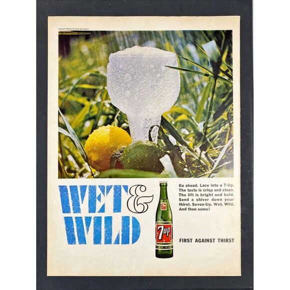 7UP "Wet & Wild: First Against Thirst" Vintage Print Ad 1966 - Picture 3 of 3